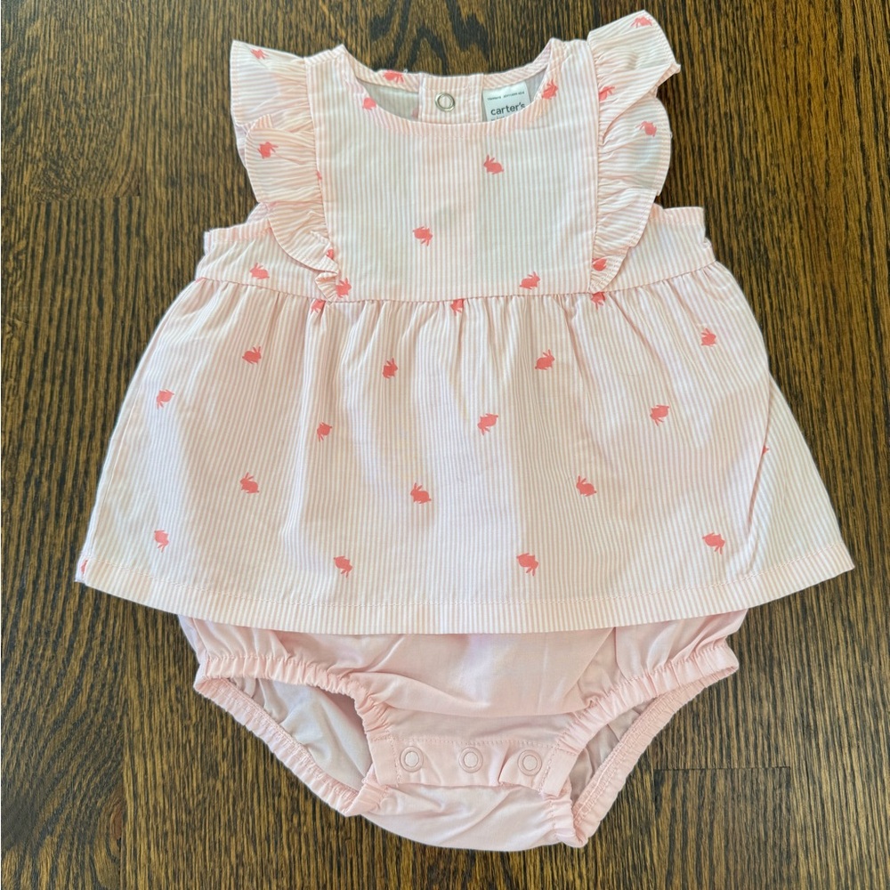 Carter's Just One You Baby Girls' Striped Bunny Dress - Pink 3M
